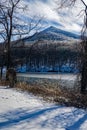 Wintertime View of Abbott Lake and Sharp Top Mountain - 2 Royalty Free Stock Photo